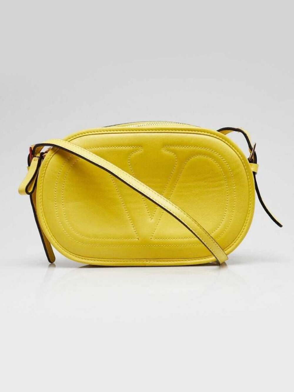 Valentino Yellow Leather Logo-Go Bag